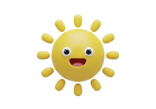 Cute Smiling Sun 3D Icon png