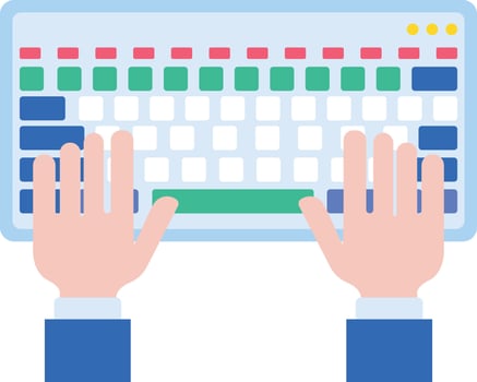 A flat illustration showing keyboard typing vector