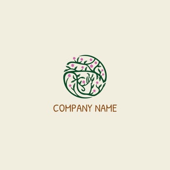 Nature-Inspired Circular Plant Logo Design vector