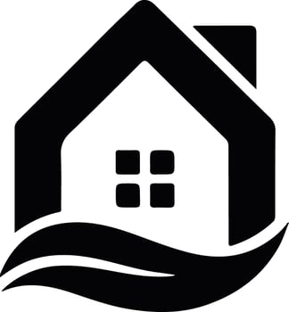 A solid black house silhouette vector