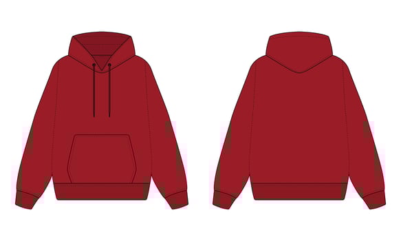 Red hoodie sweater template front and back view vector