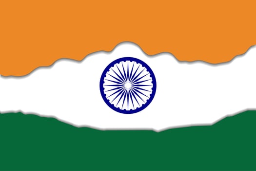 Indian National Flag with Wavy Design Highlighting the Tricolor and Ashoka Chakra. vector