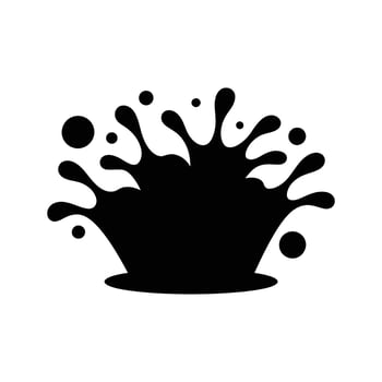 Black water splash silhouette is isolated on a clean white background vector