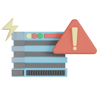 3d server icon with warning sign and empty states symbol alert in soft colors png