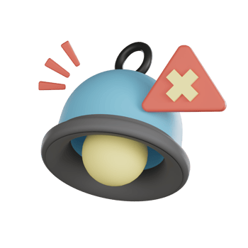Empty states 3d icon alert bell notification error symbol warning sign red cross triangle png
