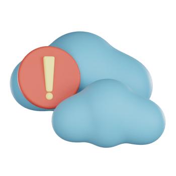 3d icon with empty states and alert symbol in red circle on blue cloud shape design png