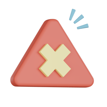 Empty states 3d icon with red triangular warning sign and yellow cross symbol showing alert or error message in modern design png