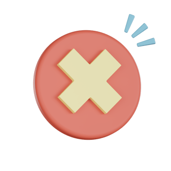 3d icon with empty states showing cross symbol on round button with blue accent marks expressing alert or error in simple design png