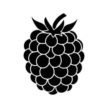 A bold single black blackberry fruit with leaves sits isolated on a white background vector
