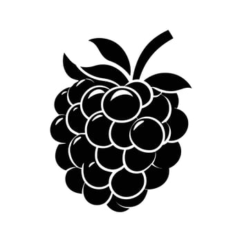Single black blackberry is shown with leaves and stem on transparent background vector