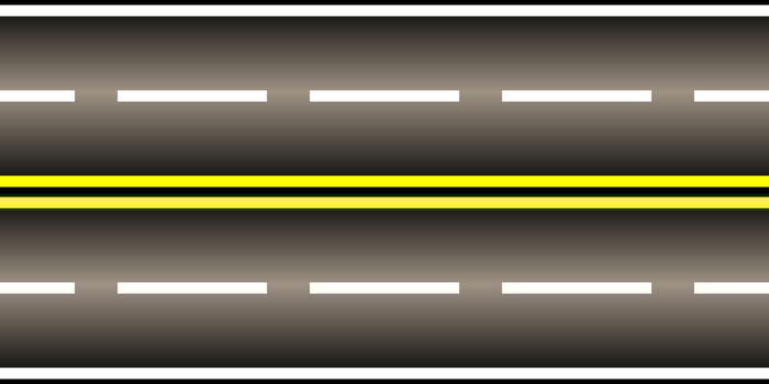 Road surface texture with dashed white lines and solid yellow lines. Suitable for driving, transportation, and infrastructure visuals. vector