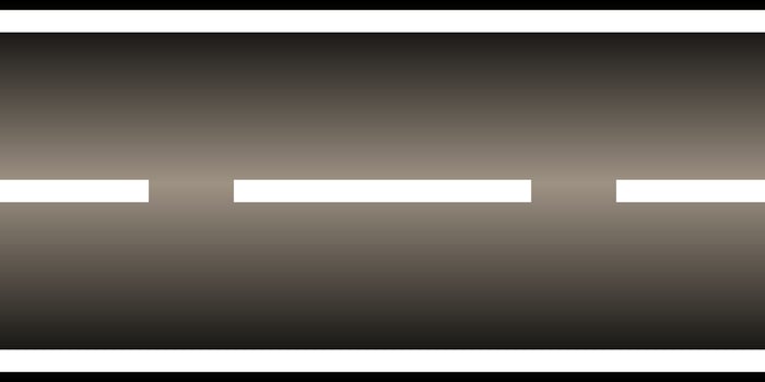 Gray asphalt road with white dashed lane markings and solid side lines, symbolizing transportation infrastructure and travel. vector