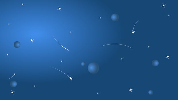 Blue space background with stars, comets, and planets. Illustration of a cosmic scene with abstract celestial elements. vector