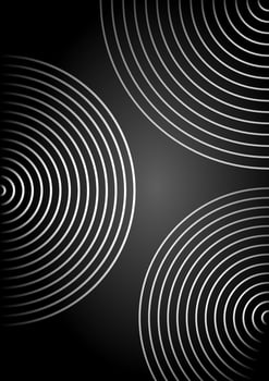 Abstract black background with silver concentric circles, minimalist design for technology or modern concepts, clean and impactful. vector
