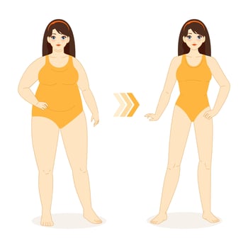 Body transformation before and after illustration vector