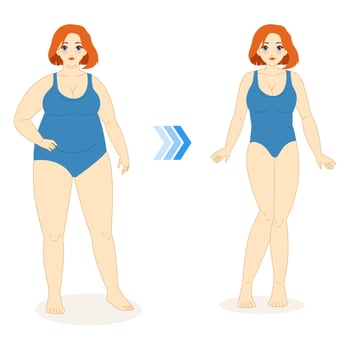 Body transformation before and after illustration vector