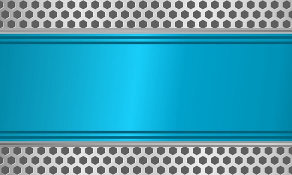 Aesthetic modern background with bold metallic strip and hexagon mesh texture vector