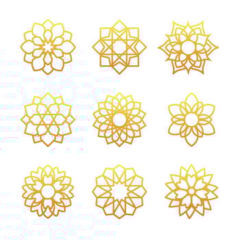 Set of Geometric Islamic Flower Mandala Object. Isolated Arabic Traditional Art Decoration Floral Arabesque Pattern for print, poster, cover, brochure, flyer, banner vector