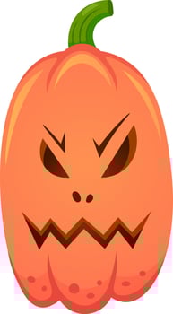 Halloween pumpkin featuring a spooky, carved face, exuding a menacing expression, ideal for enhancing Halloween projects and autumn themed decorations. Perfect for festive celebrations vector