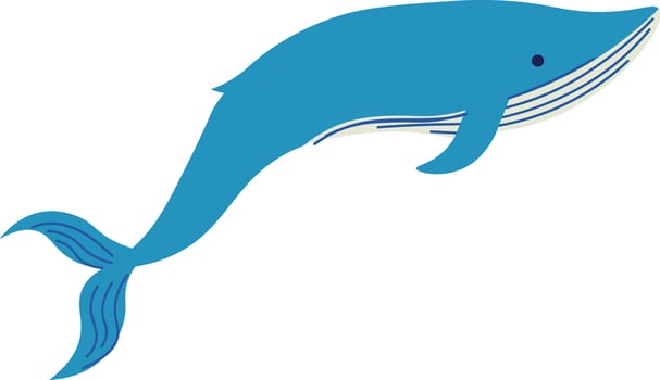 Minimalist illustration of a blue whale swimming underwater, representing marine wildlife, ocean conservation, and the beauty of nature vector