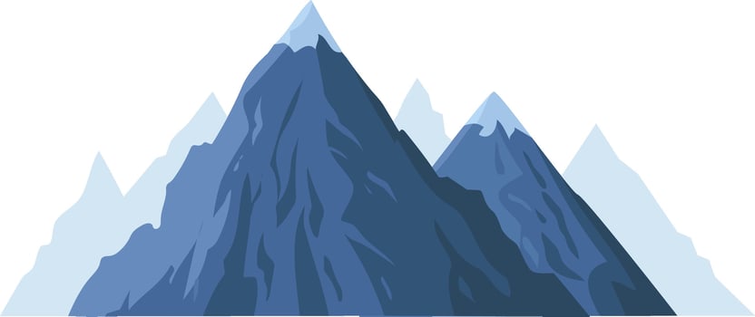 Snow capped mountain peaks rise majestically against a clear white sky, creating a serene and awe inspiring landscape, perfect for conveying concepts of nature, travel, and adventure vector