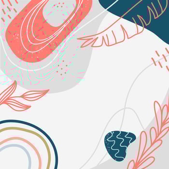 Decorative background with hand drawn organic shapes, leaves, rainbow, and dots creating a modern and artistic feel with empty space for text or design elements vector