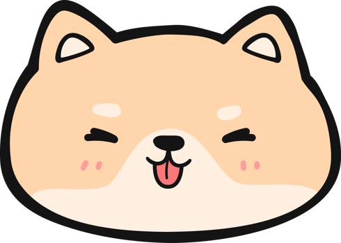 Cute shiba inu dog face cartoon illustration, Kawaii shiba very happy face hand drawn cartoon doodle png