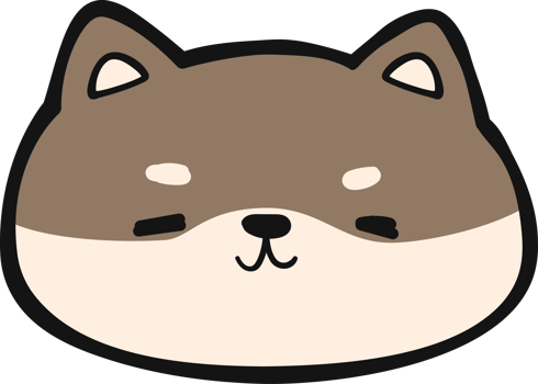 Cute shiba inu dog face cartoon illustration, Kawaii brown shiba relaxing face hand drawn cartoon doodle png