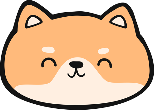 Cute shiba inu dog face cartoon illustration, Kawaii orange shiba happy face hand drawn cartoon doodle png