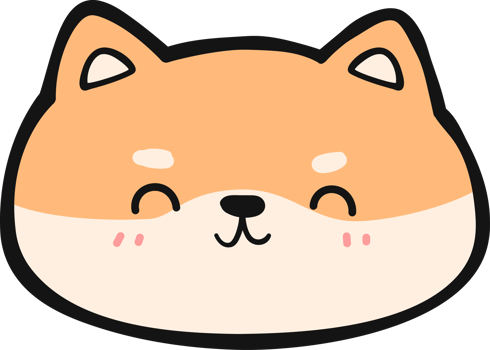 Cute shiba inu dog face cartoon illustration, Kawaii shiba happy face hand drawn cartoon doodle png