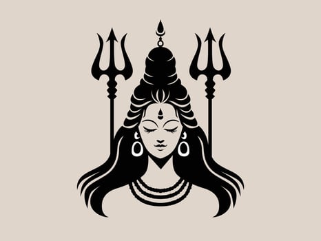 Shiva Illustration with Trident and Mandala Elements vector
