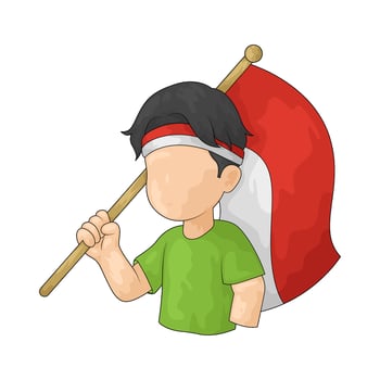 young man holding indonesia flag vector