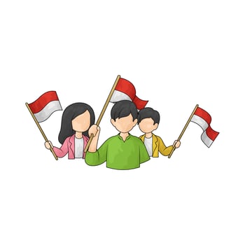 indonesian people celebrating independence day illustration vector