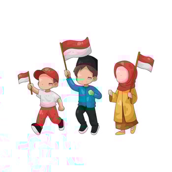Children Celebrating Indonesian Independence Day Illustration vector