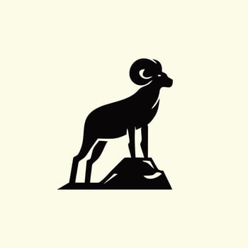 Ram standing on top of a rock vector