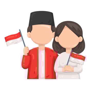 Illustration of Indonesian Couple with Flag vector