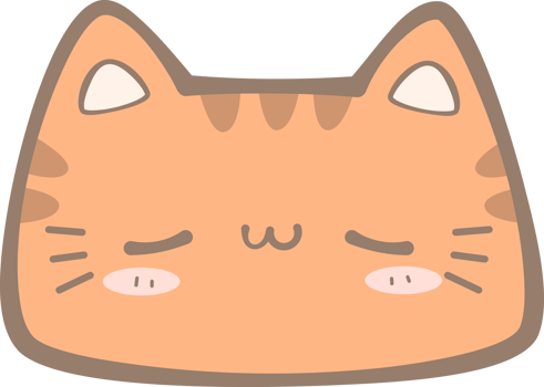 Cute hand drawn orange tabby cat sleeping face cartoon illustration, Kawaii cat sleepy face pastel cartoon doodle png