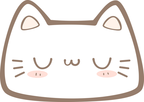 Cute hand drawn white cat sleeping face cartoon illustration, Kawaii cat sleepy face pastel cartoon doodle png