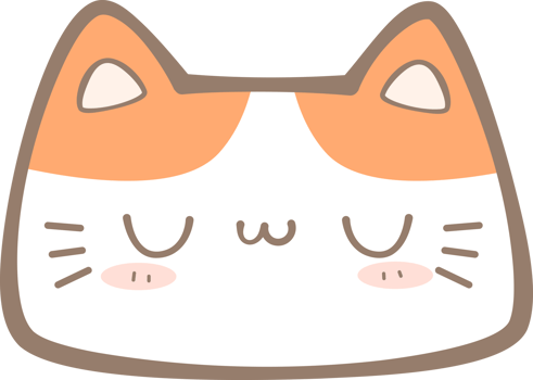 Cute hand drawn white orange cat sleeping face cartoon illustration, Kawaii cat sleepy face pastel cartoon doodle png