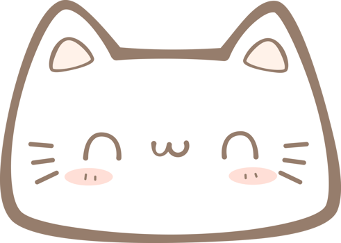 Cute hand drawn white cat smiling face cartoon illustration, Kawaii cat happy face pastel cartoon doodle png