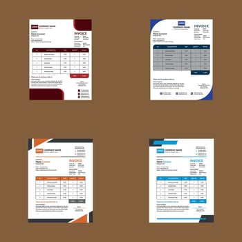 Collection of invoice template designs vector