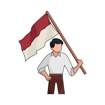 Man holding Indonesia flag vector