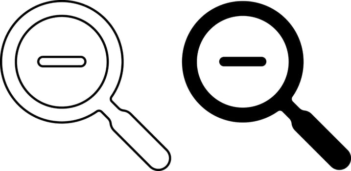 Search icon set. zoom out icons. magnifier with minus.. search and investigation symbols. vector