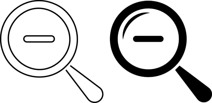 Search icon set. zoom out icons. magnifier with minus.. search and investigation symbol vector