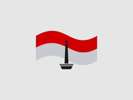 A simple graphic of the Indonesian flag waving in a stylized manner vector