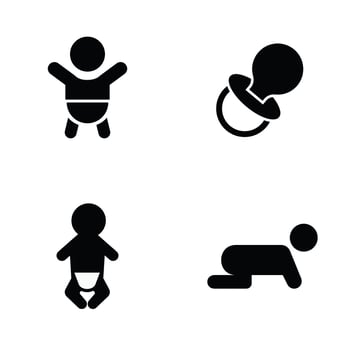 Baby icon set. Flat Icon. Stock Illustration vector