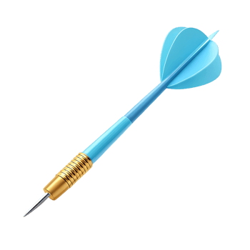 Single blue dart with gold grip isolated on transparent background png