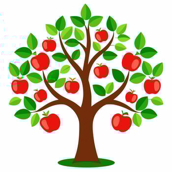 Apple tree with red apples. Isolated illustration on white background vector