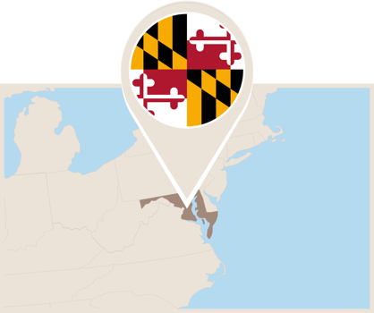 Map and flag of Maryland png