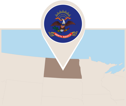 Map and flag of North Dakota png